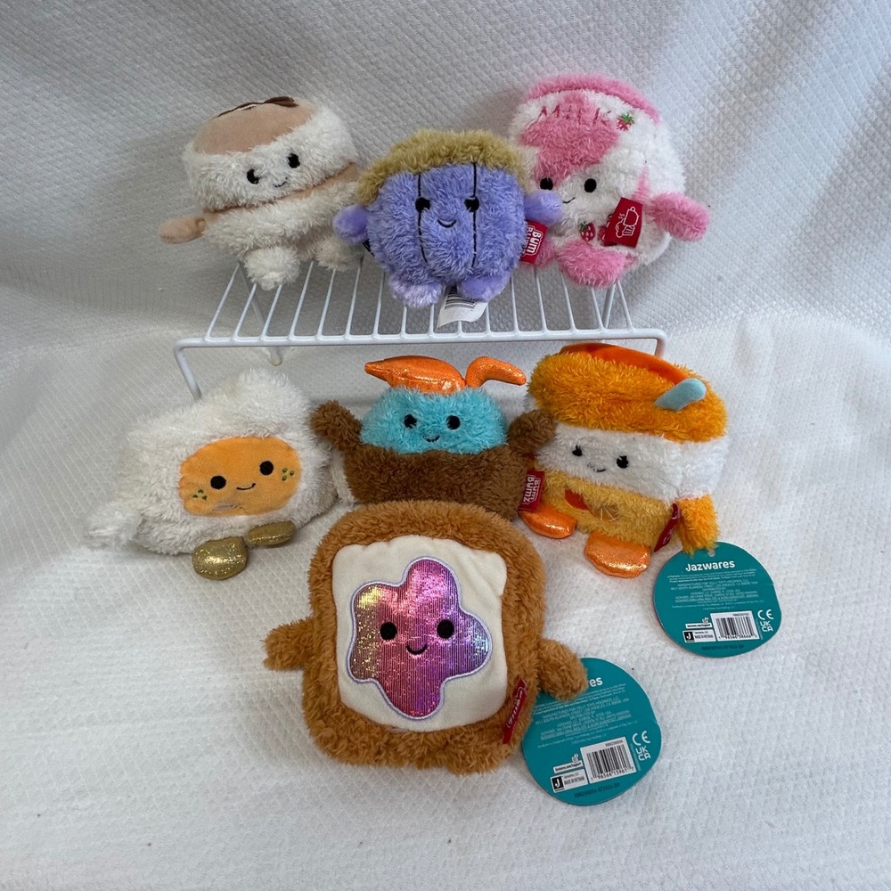 Jazwares BumBumz Breakfast Bumz 4.5 Inch Plush Lot of 7 New With Tags